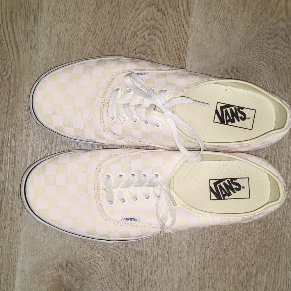 White/Pink Checkered Vans